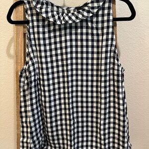 J. Crew Black and White Sleeveless Blouse with Peter Pan Collar
